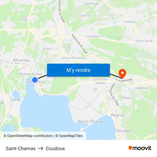 Saint-Chamas to Coudoux map