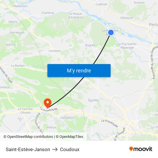 Saint-Estève-Janson to Coudoux map
