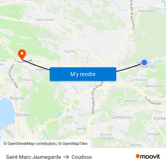 Saint-Marc-Jaumegarde to Coudoux map