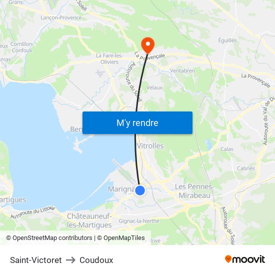 Saint-Victoret to Coudoux map