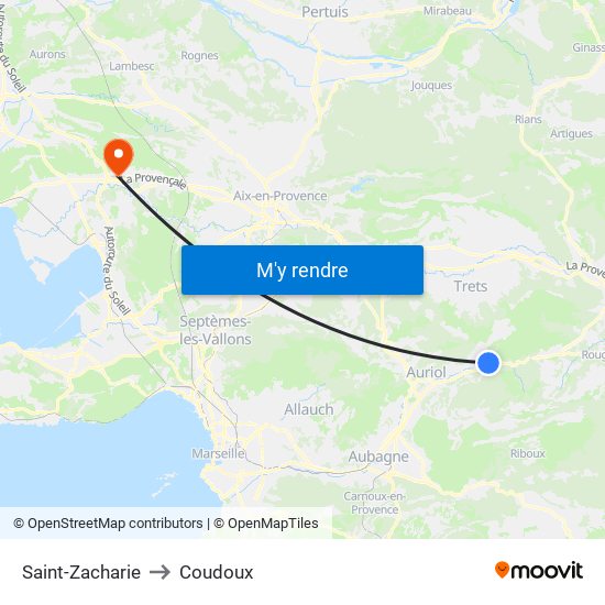 Saint-Zacharie to Coudoux map