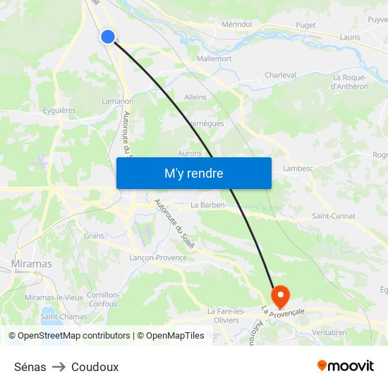 Sénas to Coudoux map