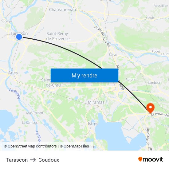 Tarascon to Coudoux map
