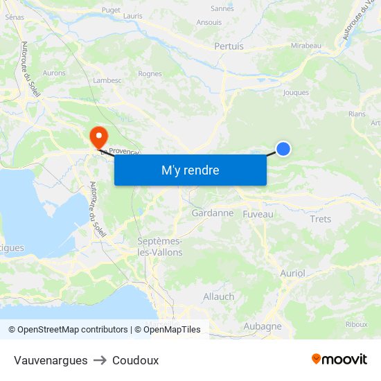 Vauvenargues to Coudoux map