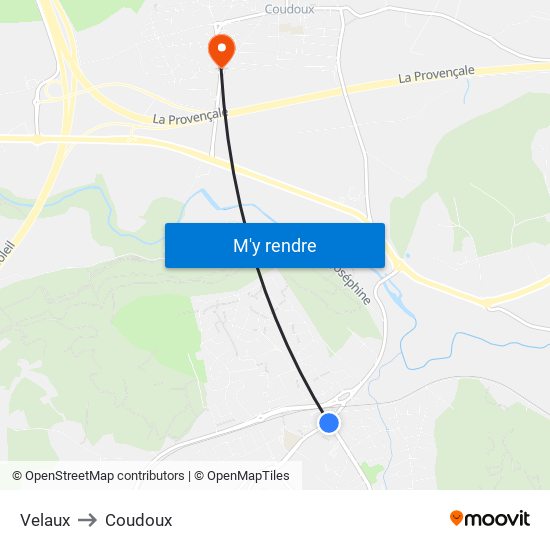 Velaux to Coudoux map