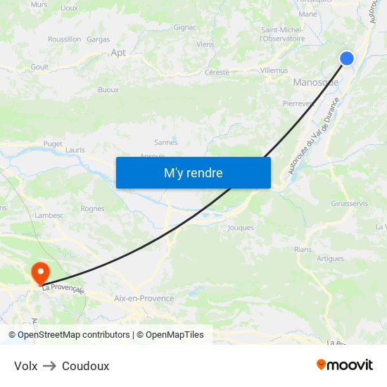 Volx to Coudoux map
