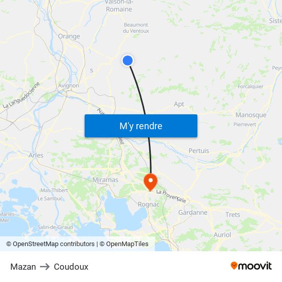 Mazan to Coudoux map