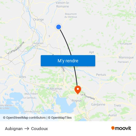 Aubignan to Coudoux map