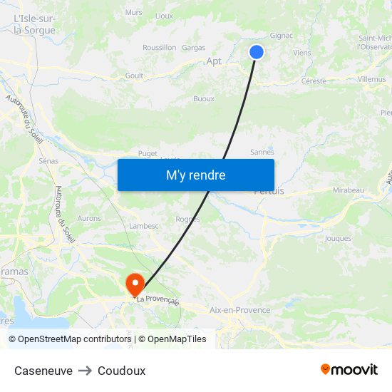 Caseneuve to Coudoux map