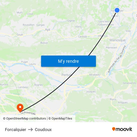 Forcalquier to Coudoux map