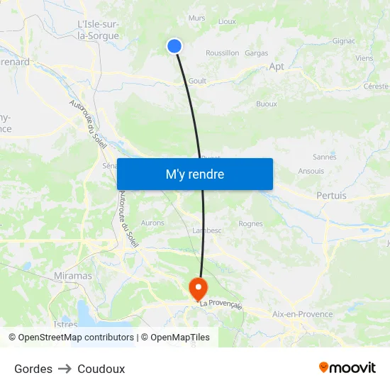 Gordes to Coudoux map