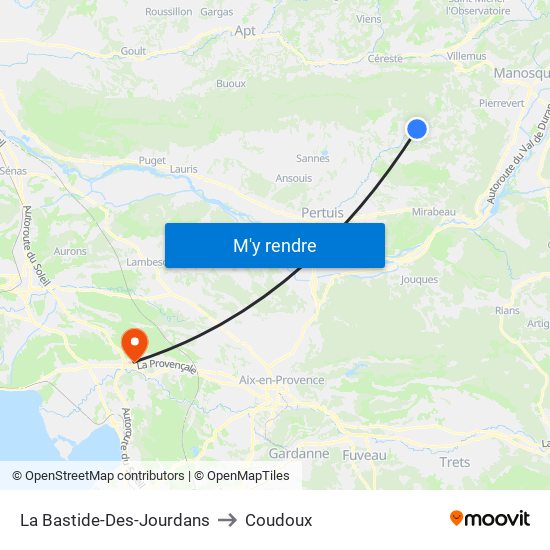 La Bastide-Des-Jourdans to Coudoux map