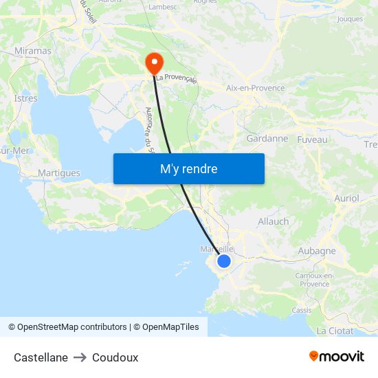 Castellane to Coudoux map