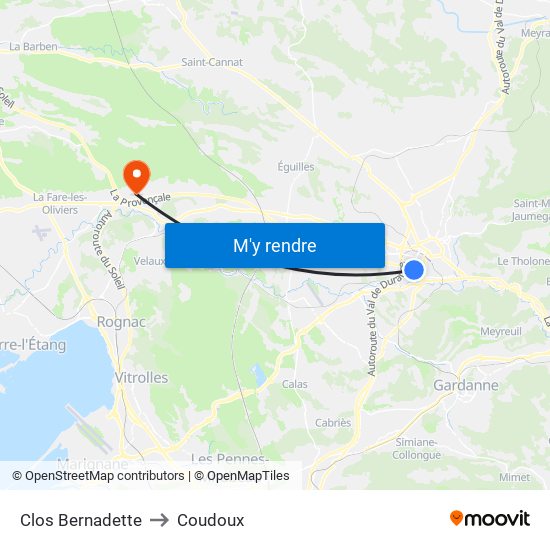Clos Bernadette to Coudoux map