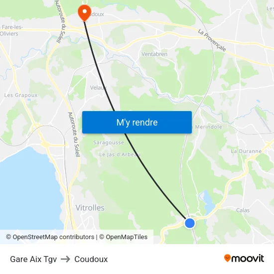 Gare Aix Tgv to Coudoux map