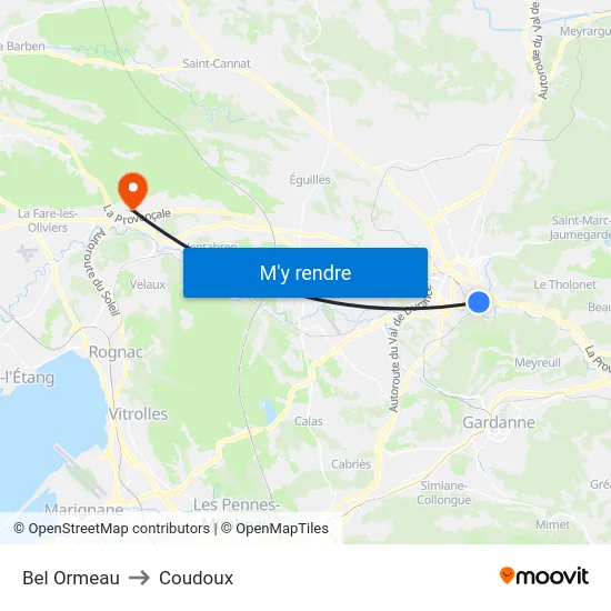 Bel Ormeau to Coudoux map