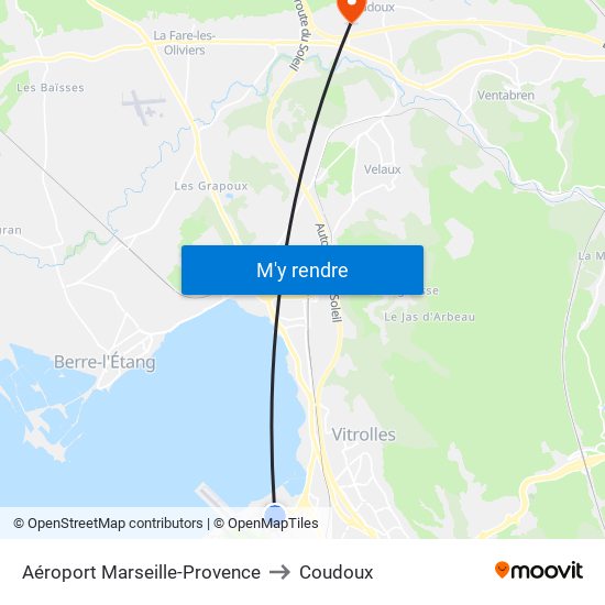 Aéroport Marseille-Provence to Coudoux map