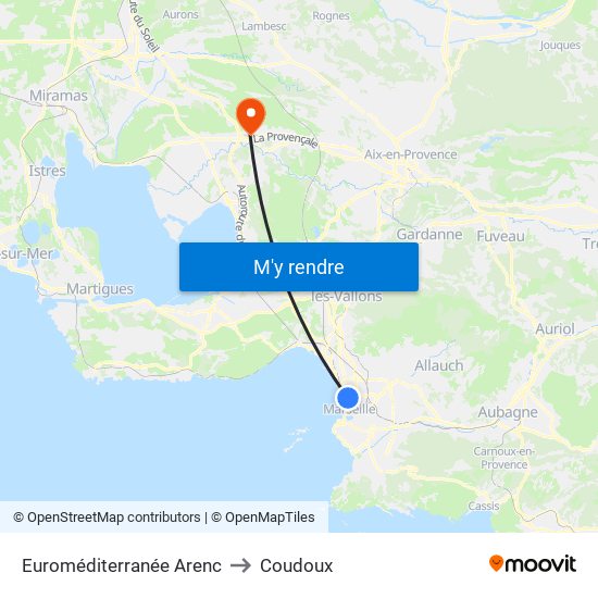 Euroméditerranée Arenc to Coudoux map