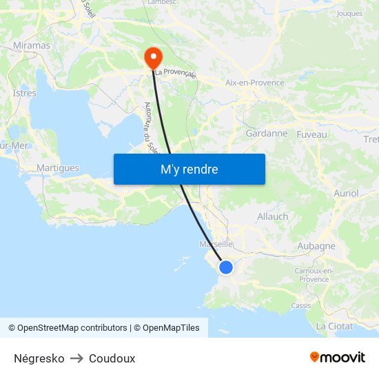 Négresko to Coudoux map