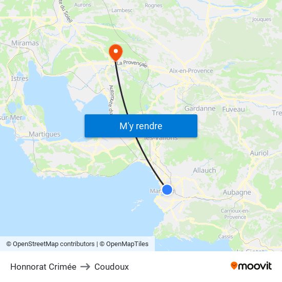 Honnorat Crimée to Coudoux map