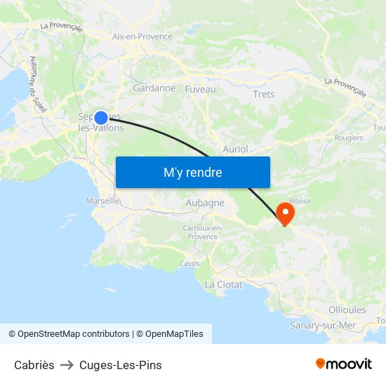 Cabriès to Cuges-Les-Pins map