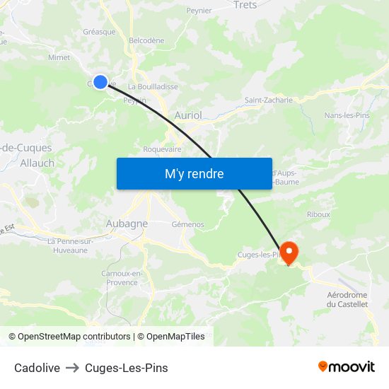 Cadolive to Cuges-Les-Pins map