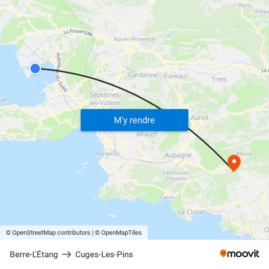 Berre-L'Étang to Cuges-Les-Pins map
