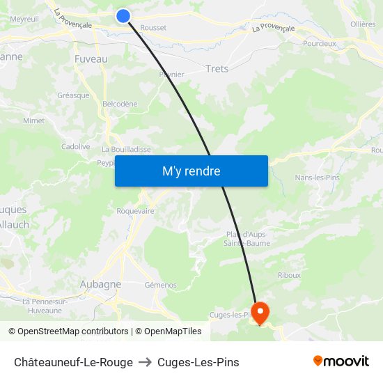 Châteauneuf-Le-Rouge to Cuges-Les-Pins map