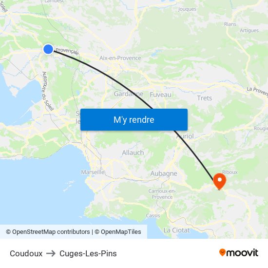 Coudoux to Cuges-Les-Pins map