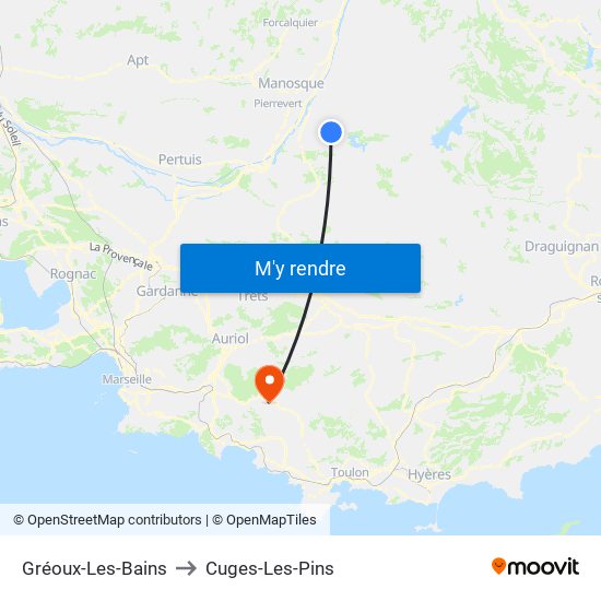 Gréoux-Les-Bains to Cuges-Les-Pins map