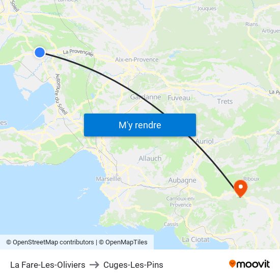 La Fare-Les-Oliviers to Cuges-Les-Pins map