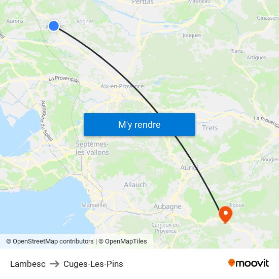 Lambesc to Cuges-Les-Pins map