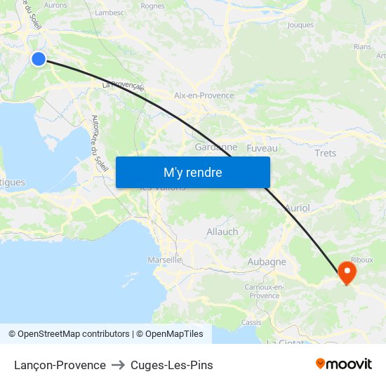 Lançon-Provence to Cuges-Les-Pins map