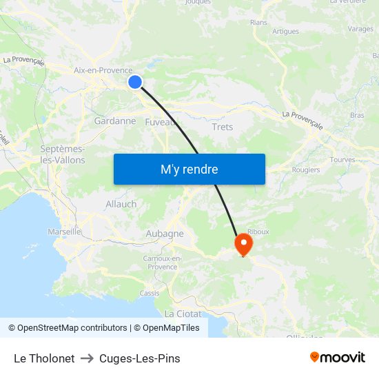 Le Tholonet to Cuges-Les-Pins map