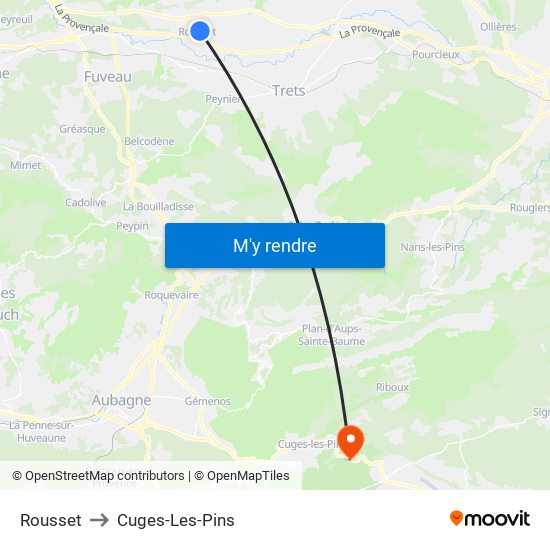 Rousset to Cuges-Les-Pins map