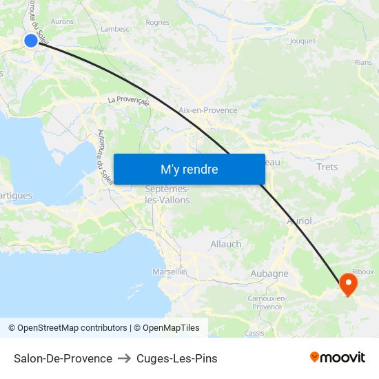 Salon-De-Provence to Cuges-Les-Pins map