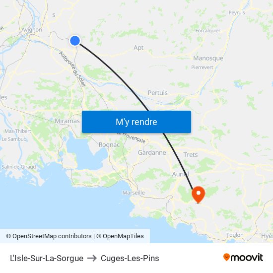 L'Isle-Sur-La-Sorgue to Cuges-Les-Pins map