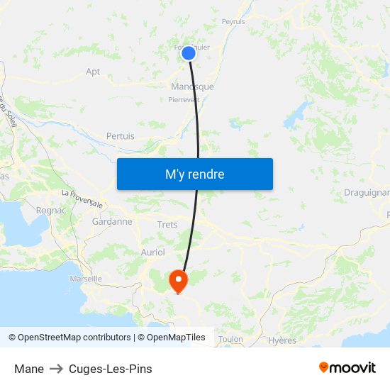 Mane to Cuges-Les-Pins map