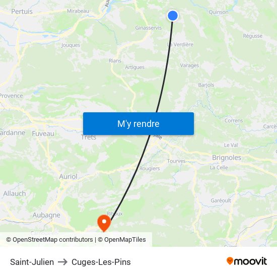 Saint-Julien to Cuges-Les-Pins map