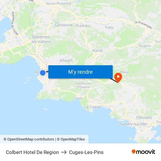 Colbert Hotel De Region to Cuges-Les-Pins map