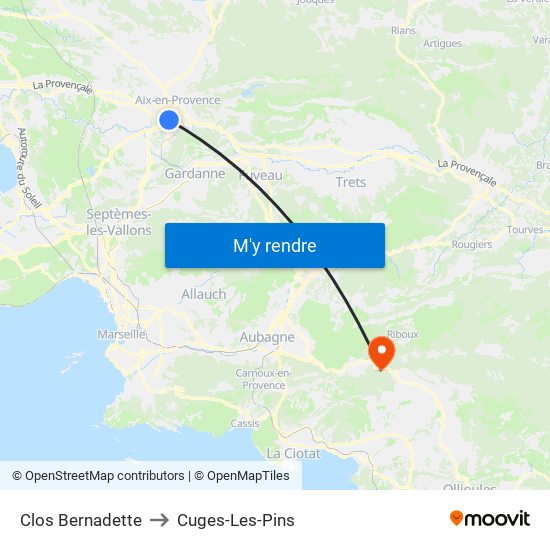 Clos Bernadette to Cuges-Les-Pins map