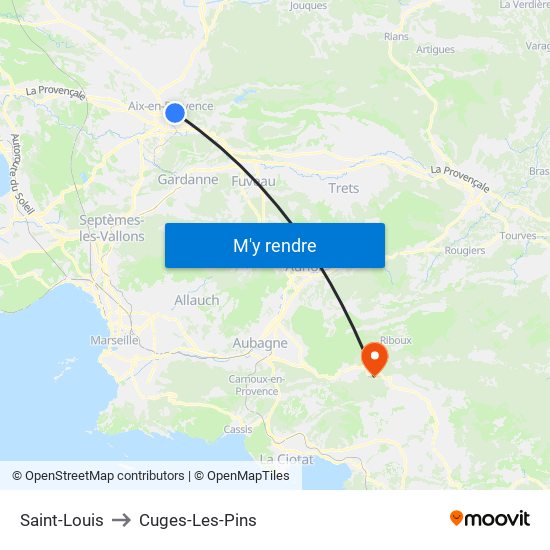 Saint-Louis to Cuges-Les-Pins map