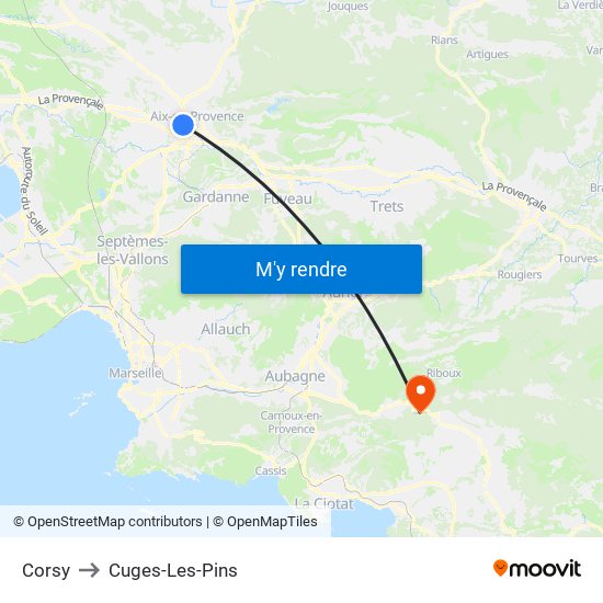 Corsy to Cuges-Les-Pins map