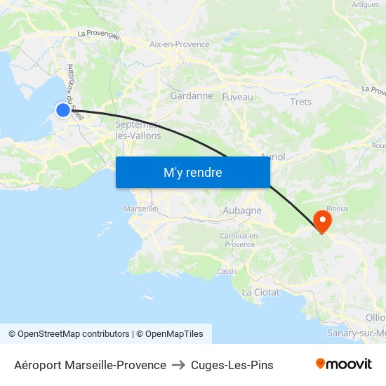 Aéroport Marseille-Provence to Cuges-Les-Pins map