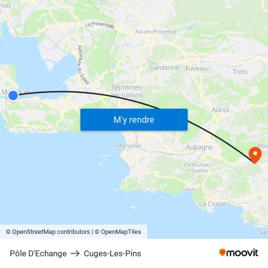 Pôle D'Echange to Cuges-Les-Pins map