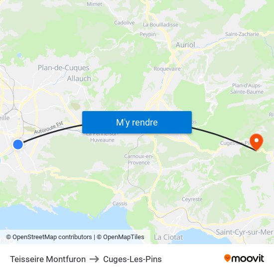 Teisseire Montfuron to Cuges-Les-Pins map