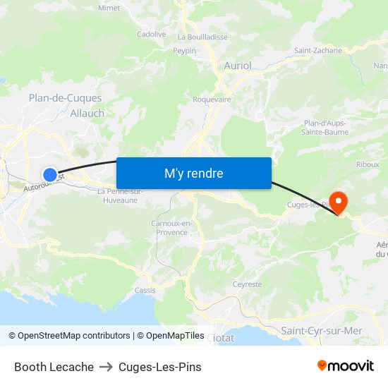 Booth Lecache to Cuges-Les-Pins map