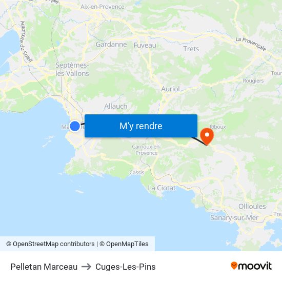 Pelletan Marceau to Cuges-Les-Pins map