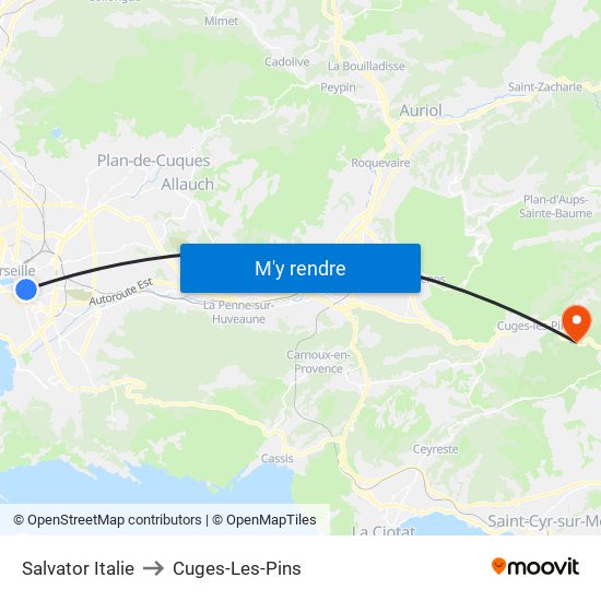 Salvator Italie to Cuges-Les-Pins map