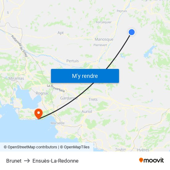 Brunet to Ensuès-La-Redonne map